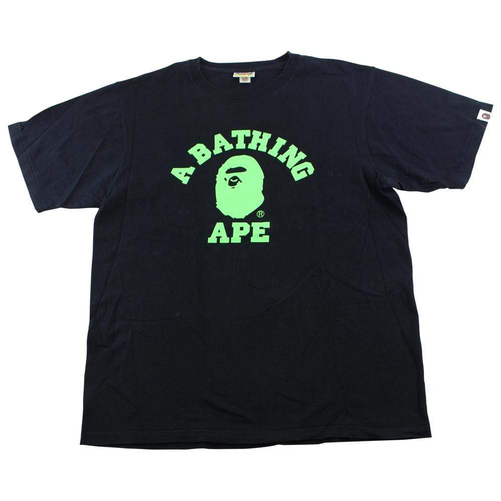 Bape Green College Logo Tee Black - SaruGeneral