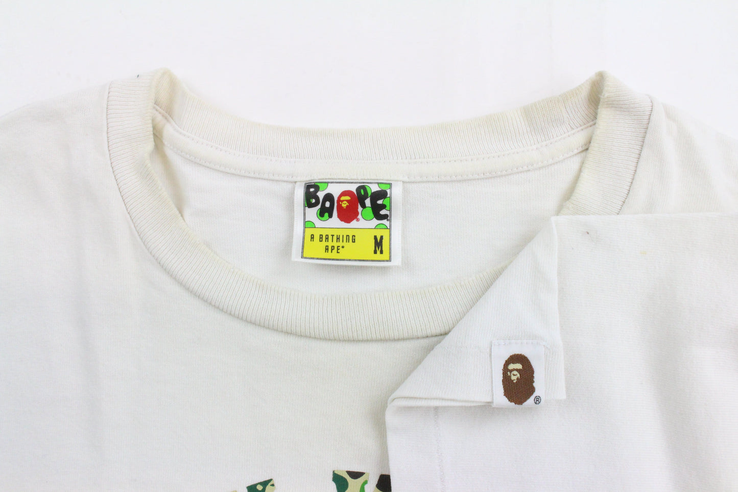 Bape ABC Green Camo Ape Busy Works Tee White - SaruGeneral