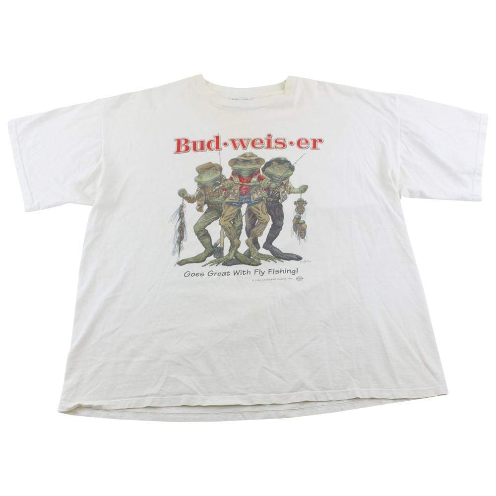 Budweiser Fly Fishing Frogs Tee White - SaruGeneral