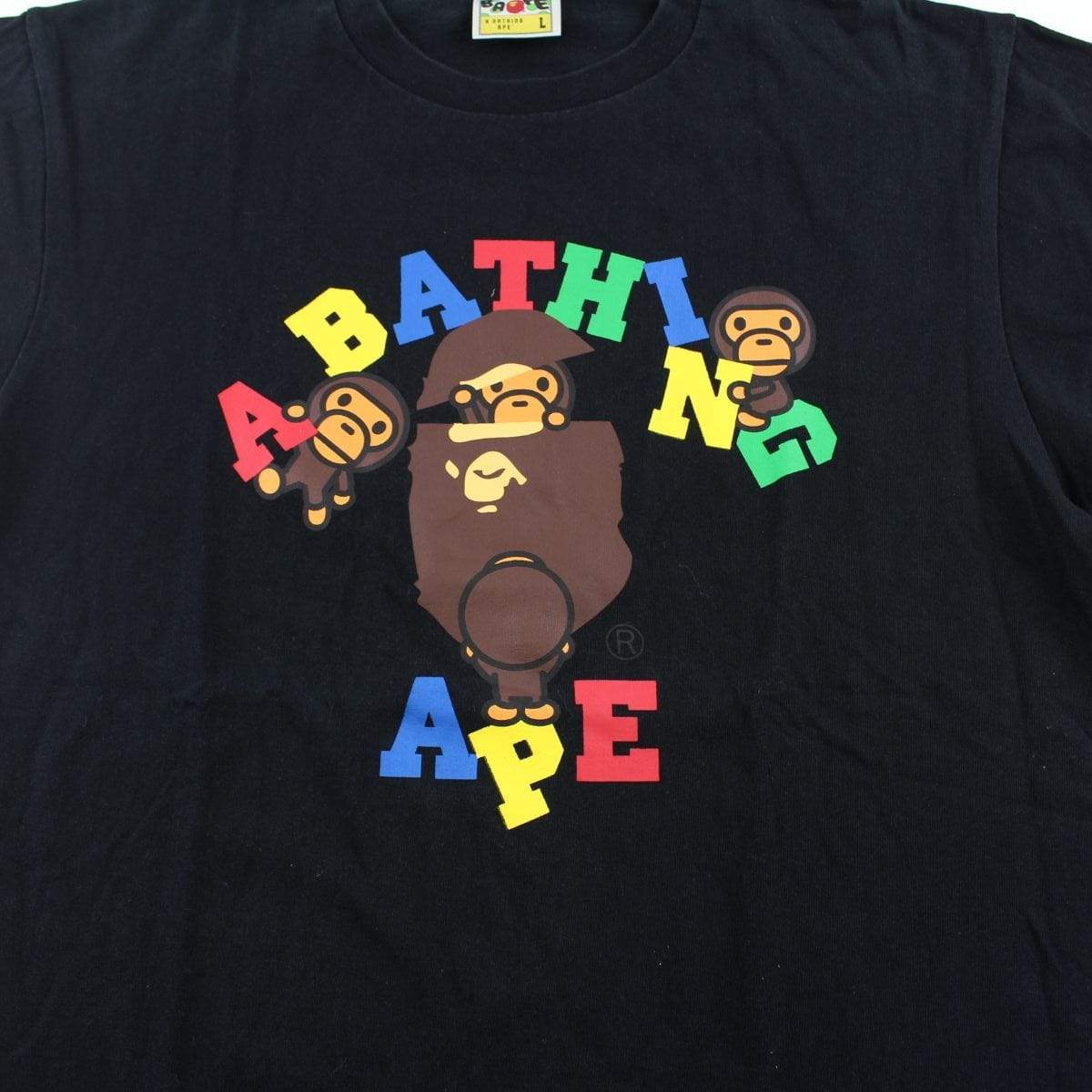 Bape Primary Colour College Logo Tee Black - SaruGeneral