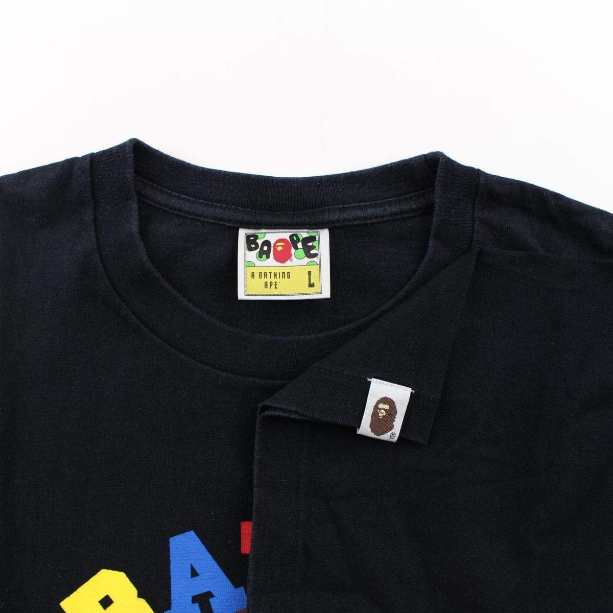Bape Primary Colour College Logo Tee Black - SaruGeneral