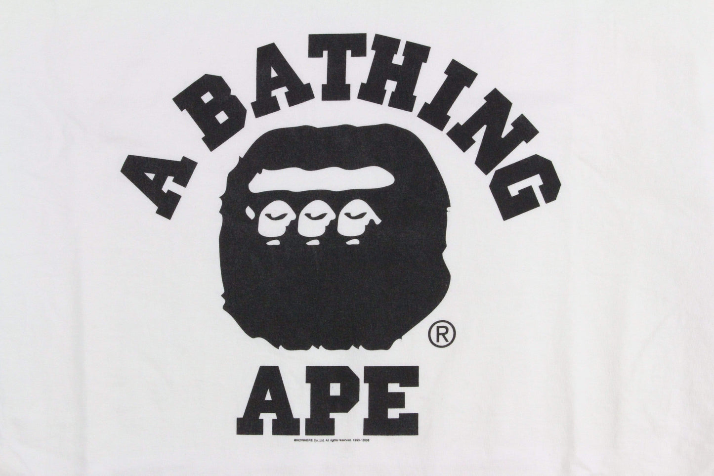 Bape triple ape Head College Logo Tee White - SaruGeneral