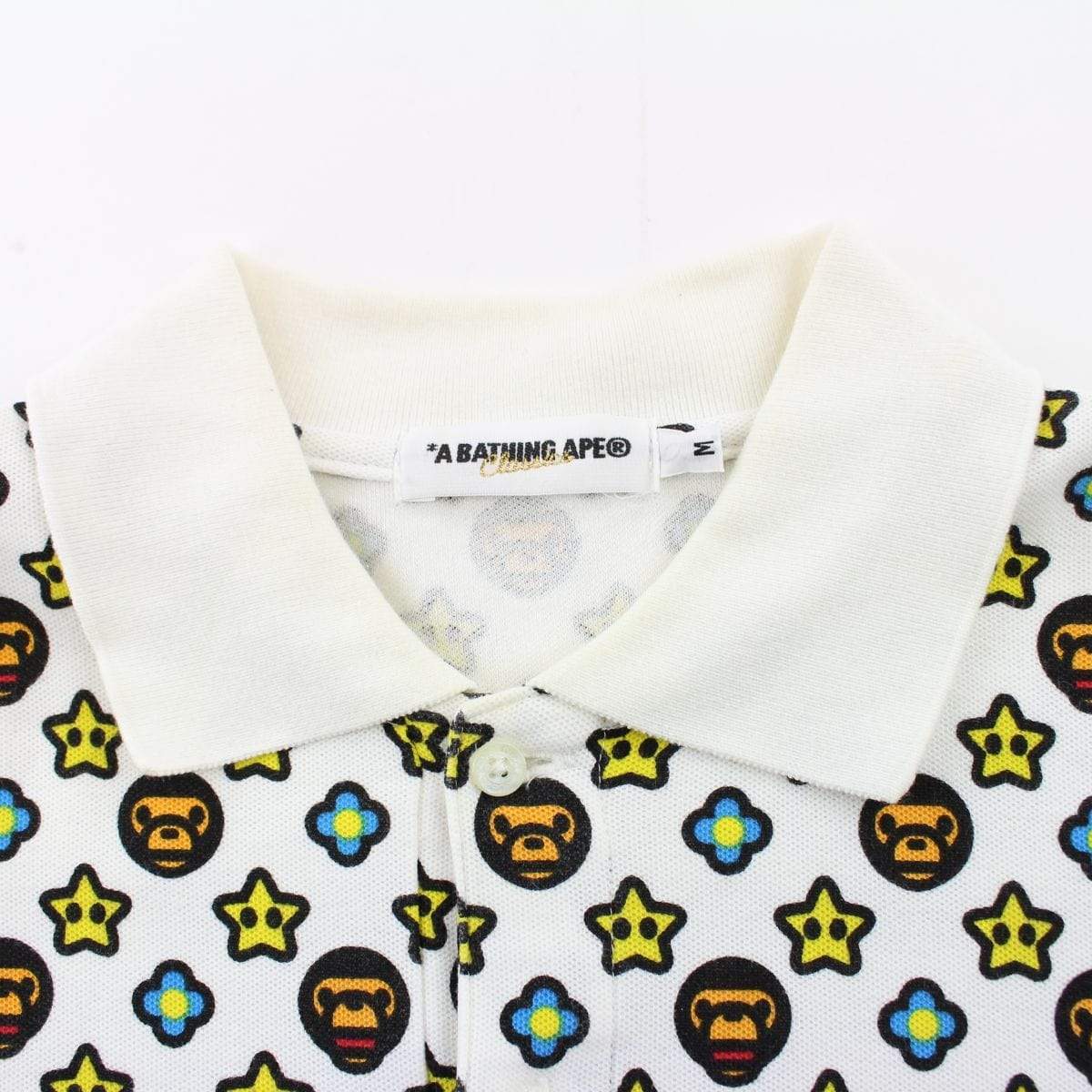 Bape Baby Milo Star Monogram Polo Shirt White - SaruGeneral