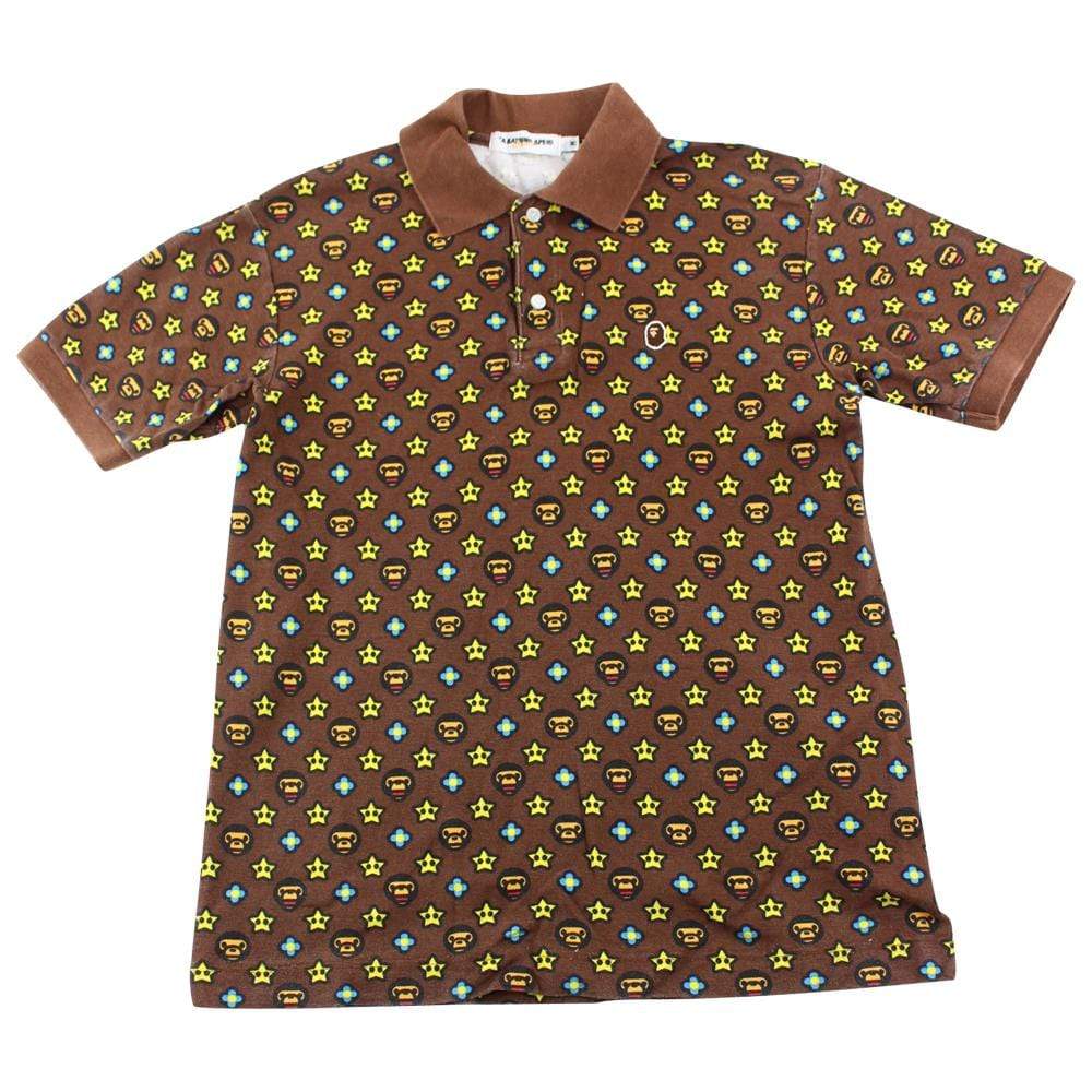 Bape Baby Milo Star Monogram Polo Shirt Brown - SaruGeneral