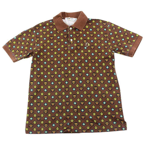 Bape Baby Milo Star Monogram Polo Shirt Brown