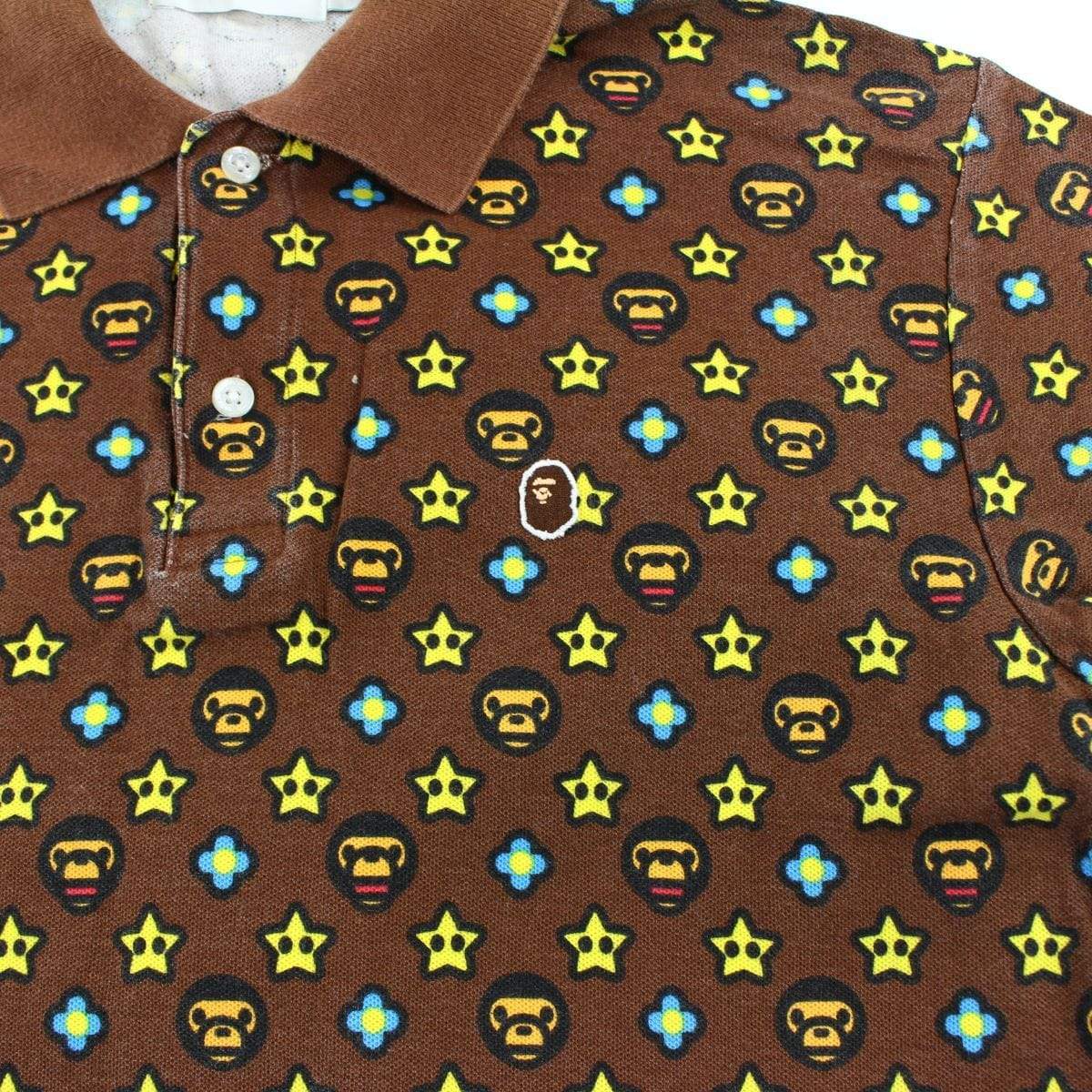 Bape Baby Milo Star Monogram Polo Shirt Brown - SaruGeneral