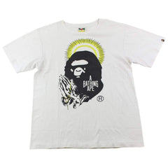 Bape Praying hands teardrop Big Ape Logo Tee White