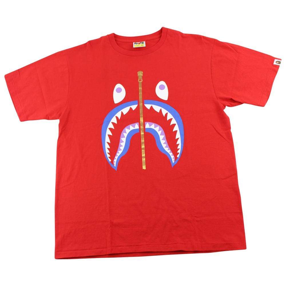 Bape Blue Shark Face Tee Red - SaruGeneral