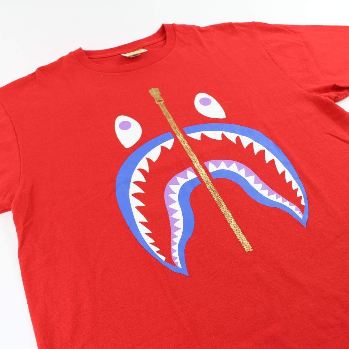 Bape Blue Shark Face Tee Red - SaruGeneral