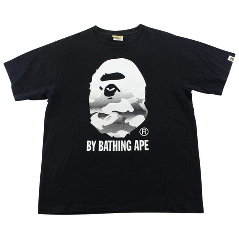 Bape Black & White Gradient Big Ape Logo Tee Black