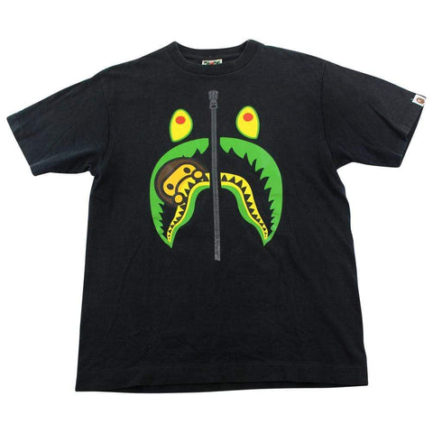 Bape Green Shark Face Tee Black