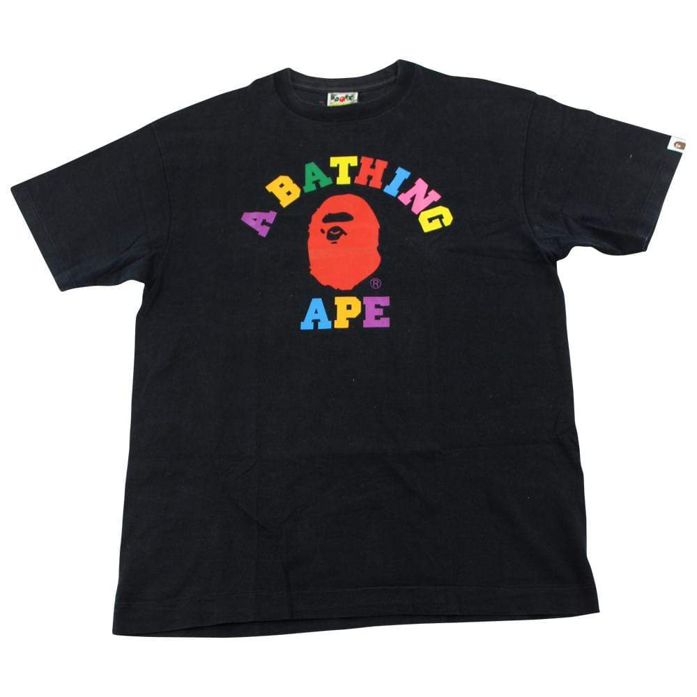 Bape Multicolour College Logo Tee Black - SaruGeneral