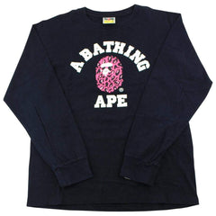 Bape Rose Imprimé Léopard Logo Collège LS Noir