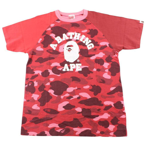 Bape White College Logo Tee Red Camo