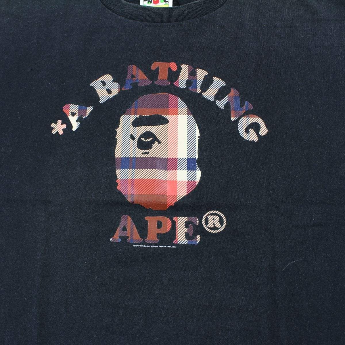 Bape Plaid College Logo Tee Black - SaruGeneral