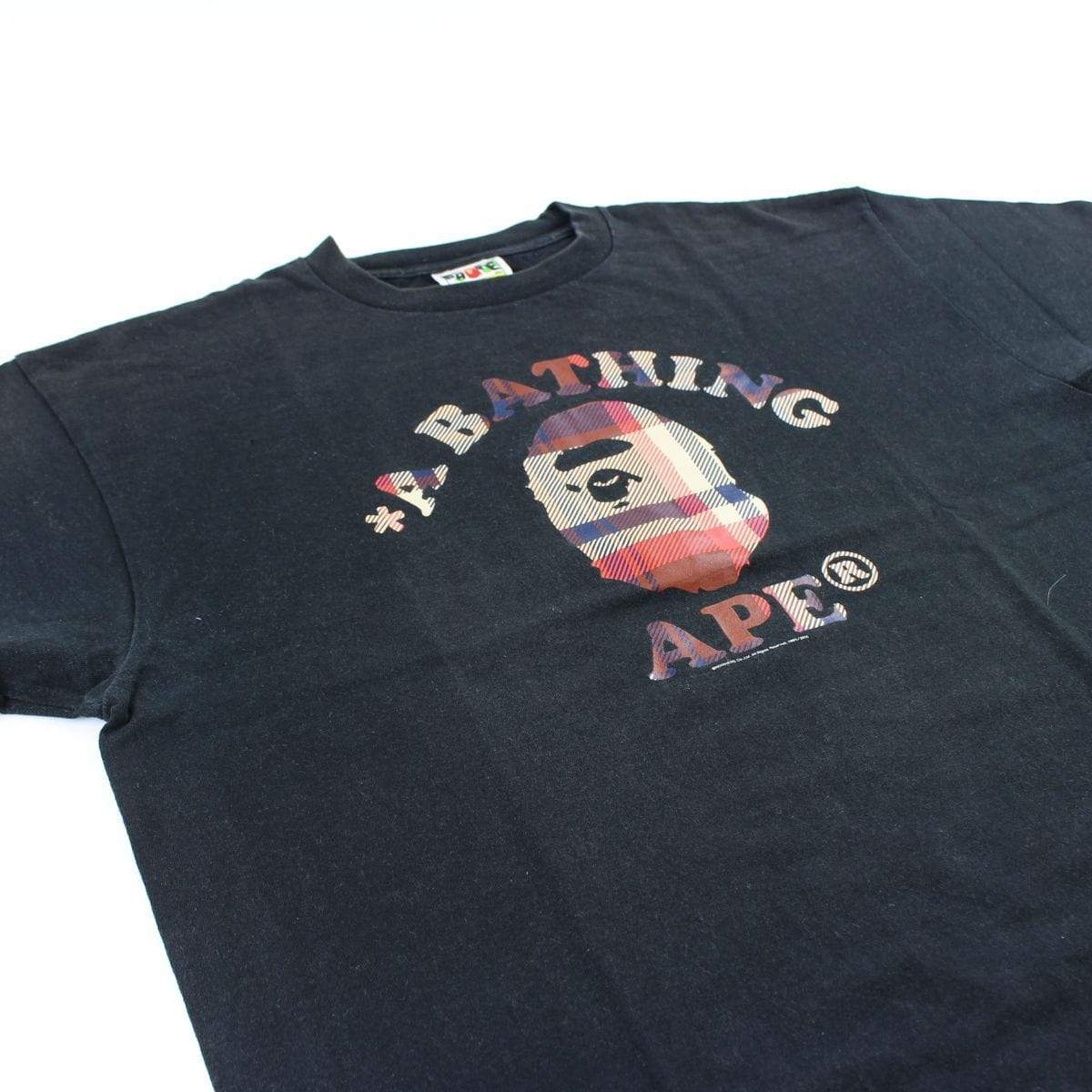 Bape Plaid College Logo Tee Black - SaruGeneral