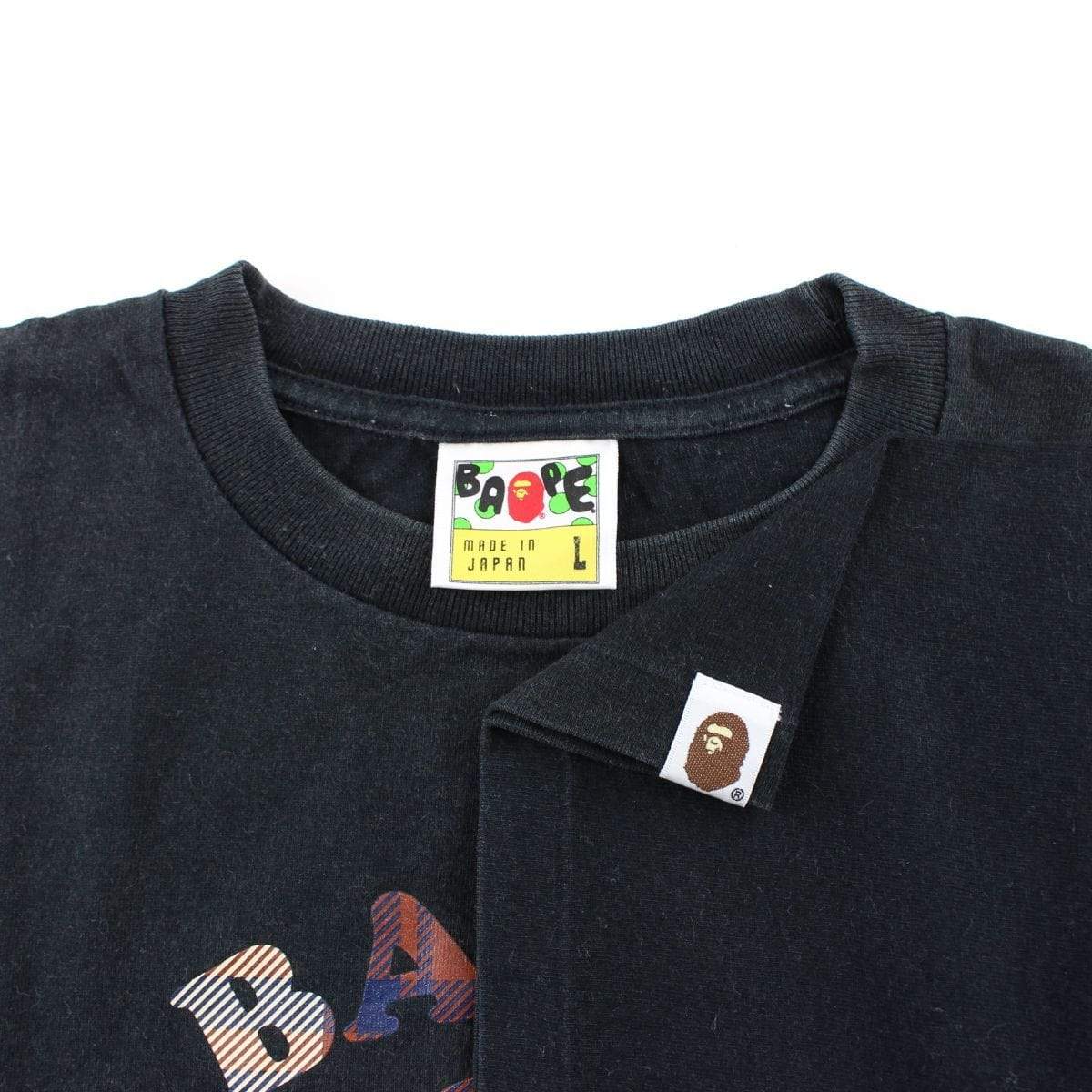 Bape Plaid College Logo Tee Black - SaruGeneral
