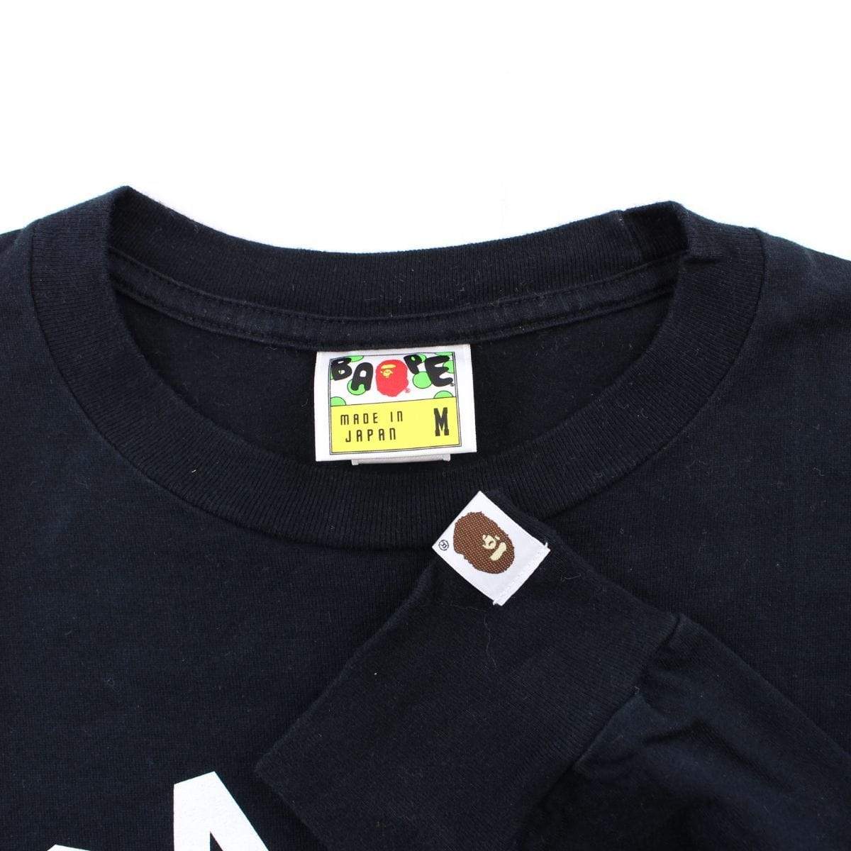 Bape White College Logo LS Black - SaruGeneral