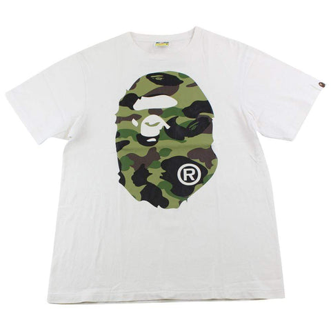 Bape Green Camo Big Ape Logo Tee White