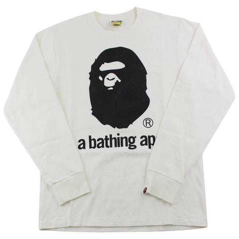 Bape Black Big Ape Logo Text LS White