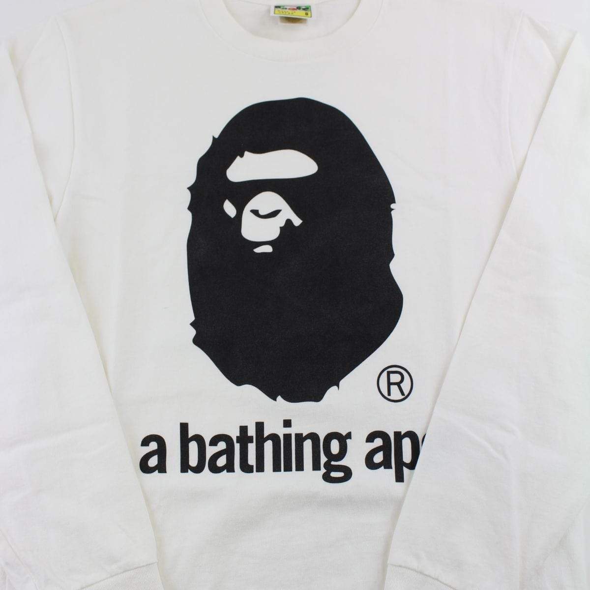 Bape Black Big Ape Logo Text LS White - SaruGeneral
