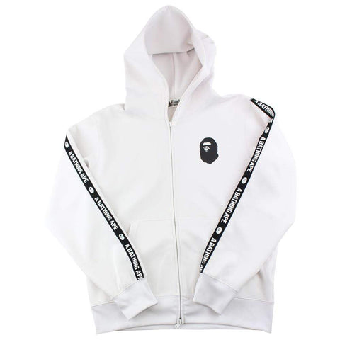 Bape Black Ape Logo Fullzip Hoodie White