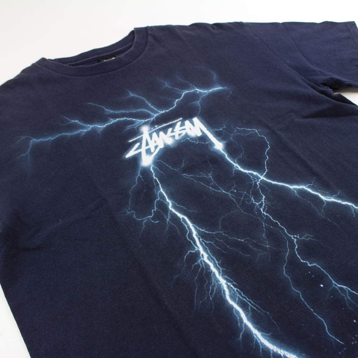 Stussy Lightning Logo Tee Navy - SaruGeneral