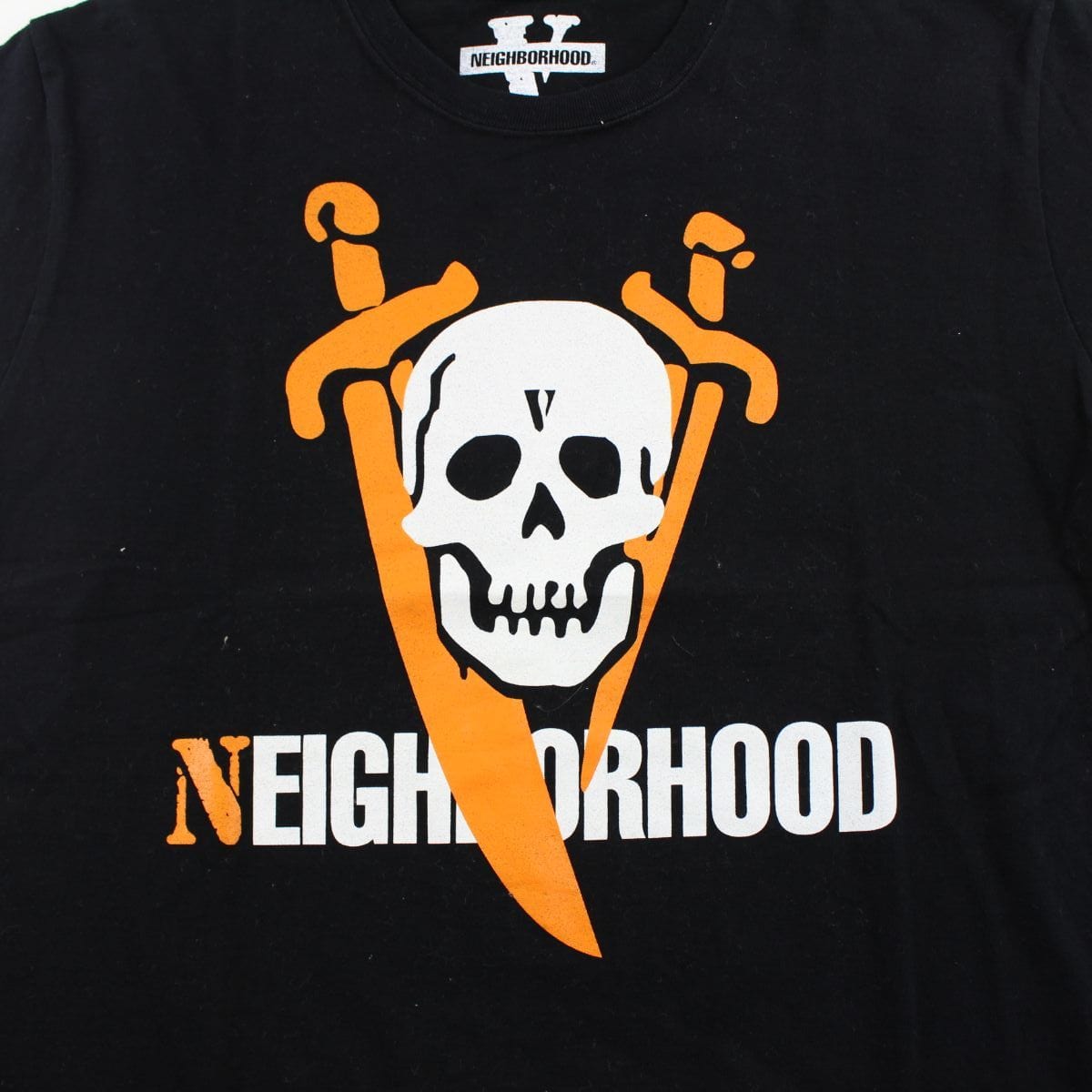 Vlone x neighborhood Skull Logo Tee Black - SaruGeneral