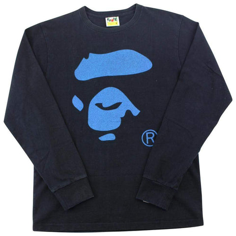 Bape Blue Glitter Ape Face LS Black