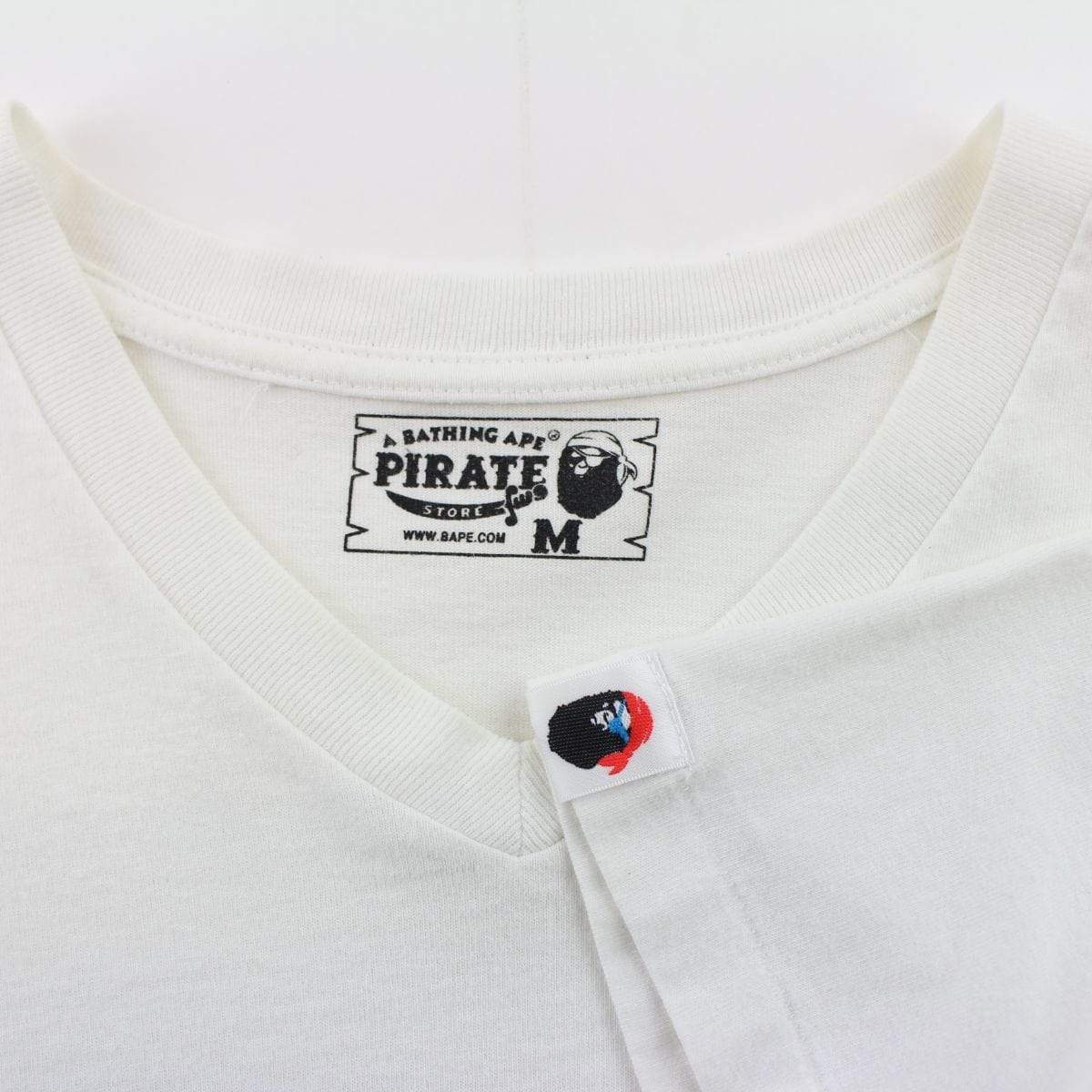 Bape Pirate Store Vneck Tee White - SaruGeneral