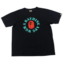 T-shirt Bape Red Sniper Logo College Texte bleu Noir