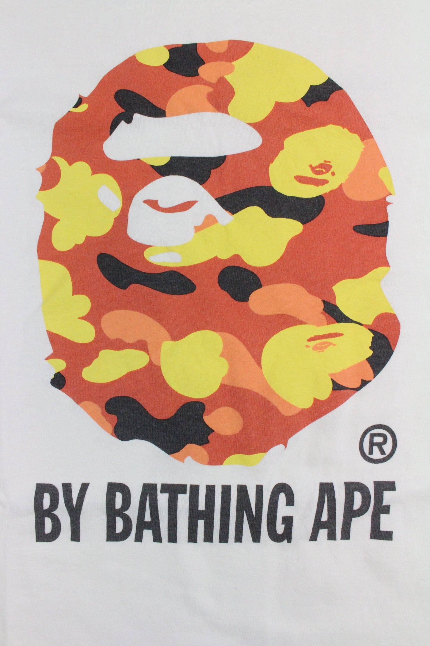 Bape Orange Camo Big Ape Logo Tee White 1999 - SaruGeneral