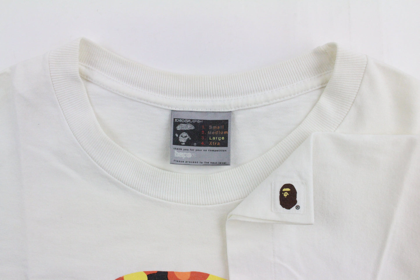 Bape Orange Camo Big Ape Logo Tee White 1999 - SaruGeneral