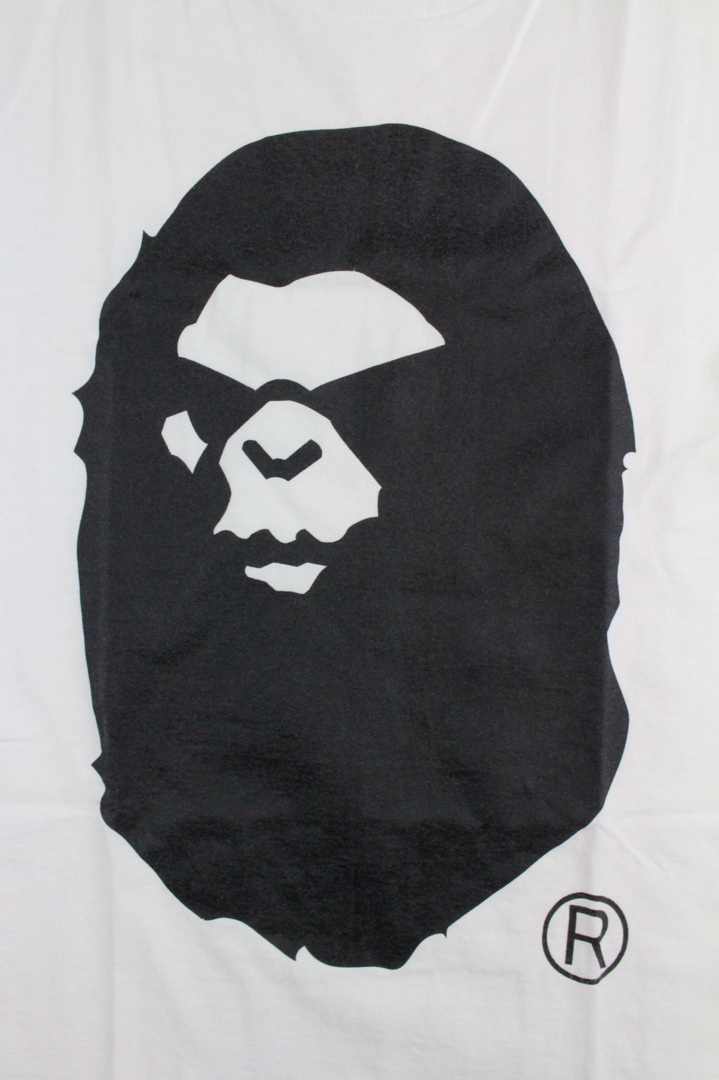 Bape Black angry face Big Ape Logo Tee White - SaruGeneral