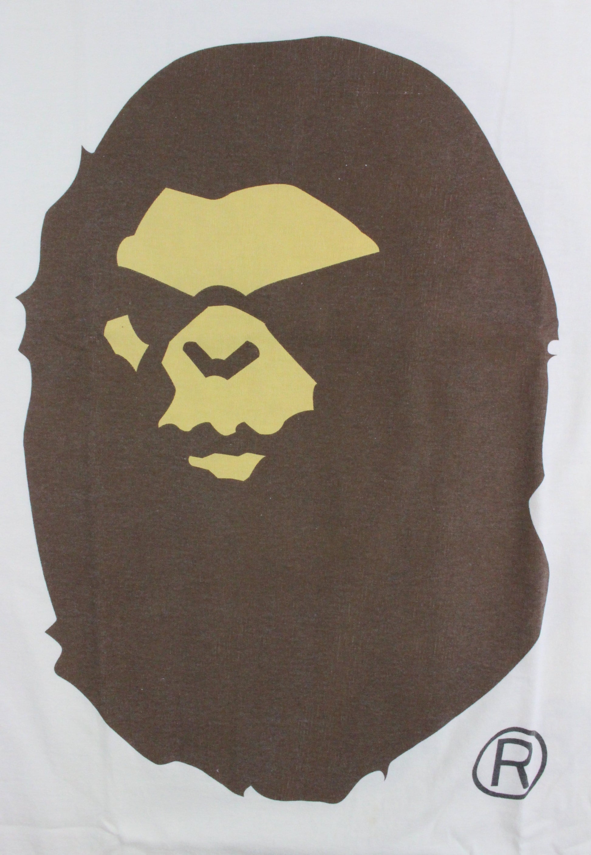 Bape Brown Angry face Big Ape Logo Tee White - SaruGeneral