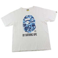 T-shirt Bape ABC bleu camouflage Milo Big Ape avec logo blanc
