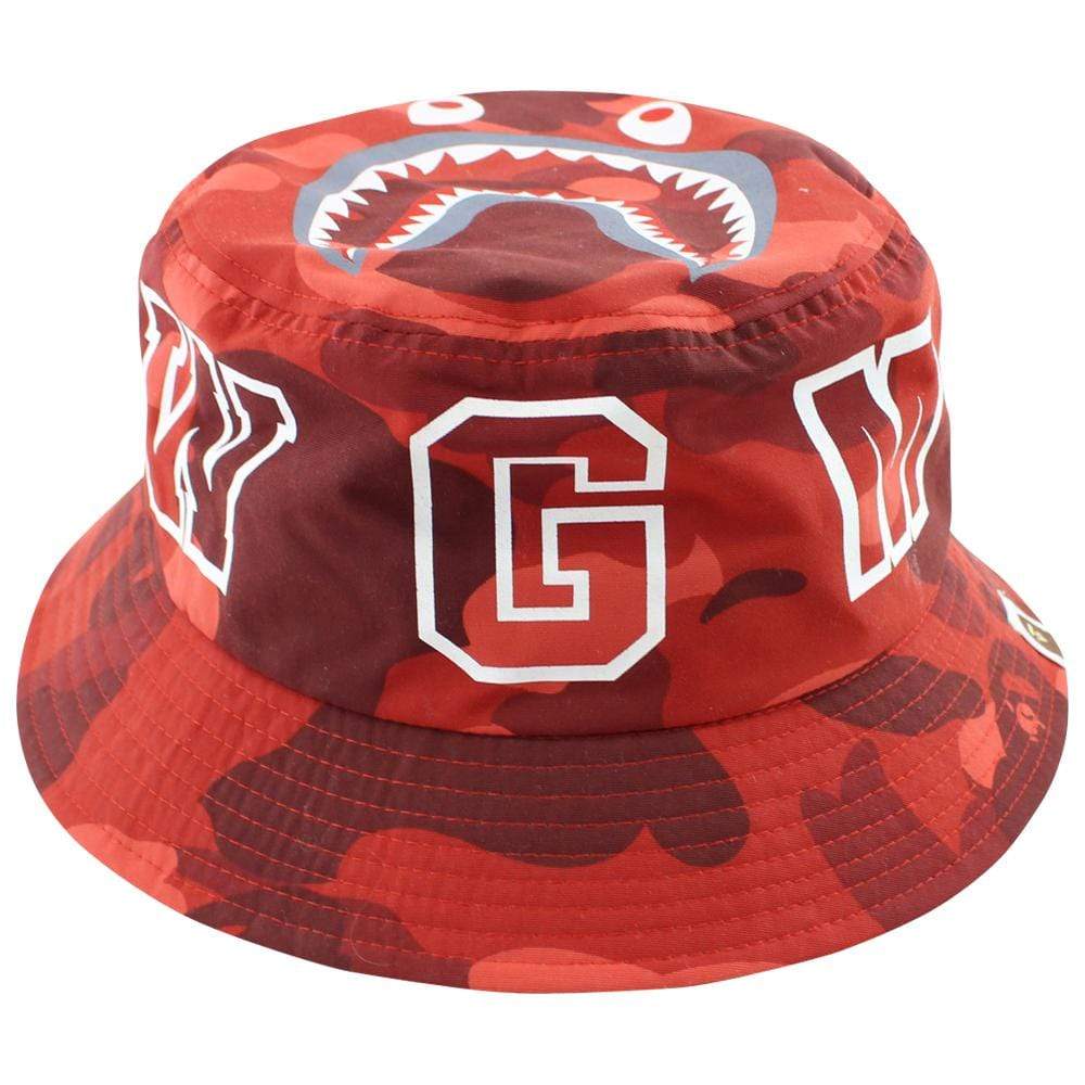 Bape Shark Face Bucket Hat Red Camo - SaruGeneral