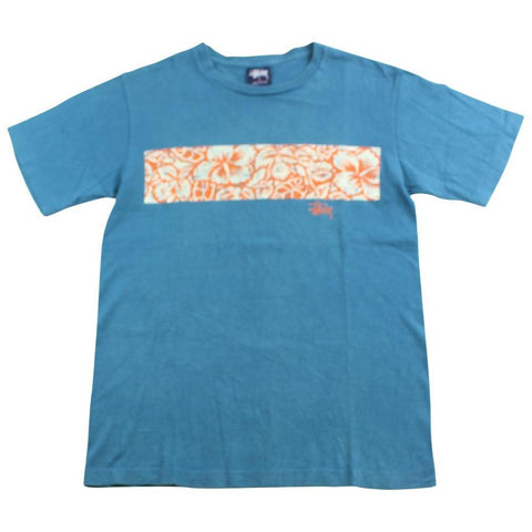 stussy flowers tee blue