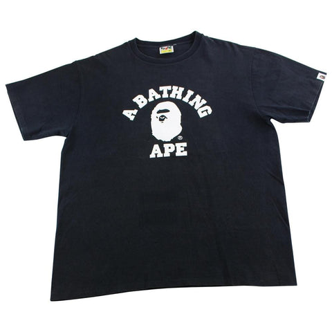 Bape White College Logo Tee Black