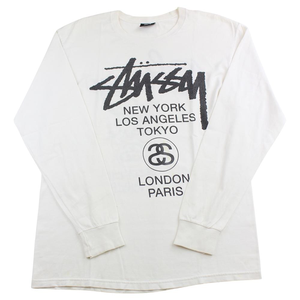 stussy original logo ls white - SaruGeneral