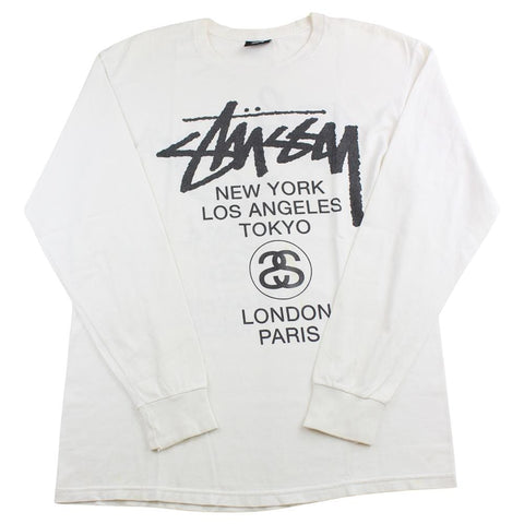 stussy original logo ls white