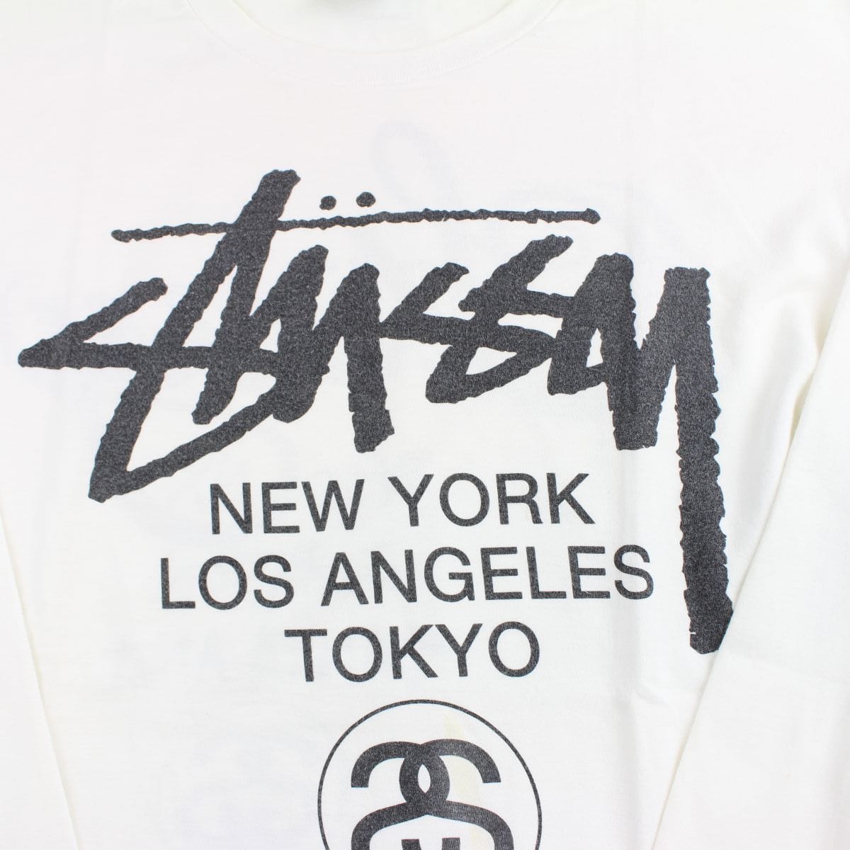 stussy original logo ls white - SaruGeneral