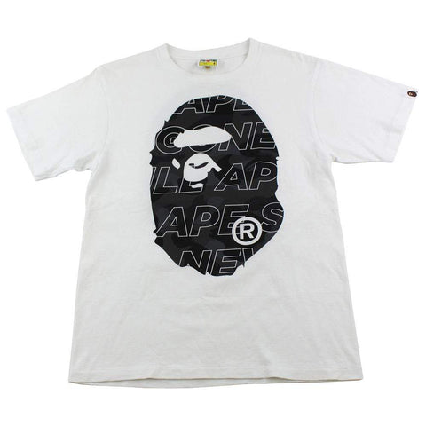 Bape Asnka Black Camo Big Ape Logo Tee White