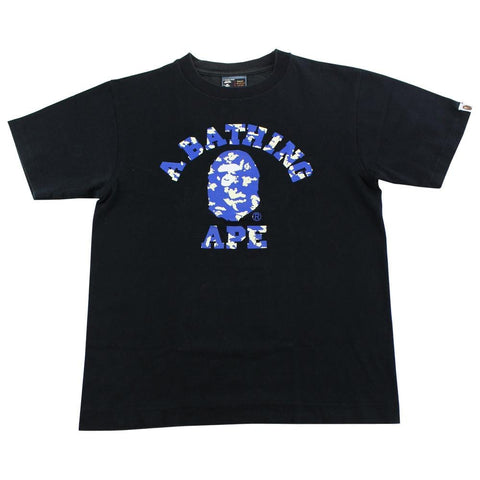 Bape Blue Digi Camo College Logo Tee Black