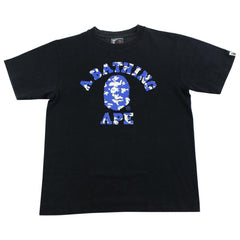 Bape Blue Digi Camo College Logo Tee Black
