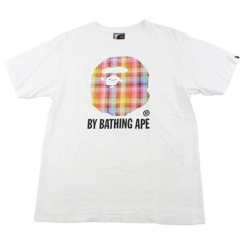 Bape Multi Plaid Big Ape Logo Tee White