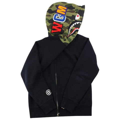 Bape 1st Green Camo Shark Hoodie Black