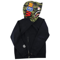 Bape 1st Green Camo Shark Hoodie Black