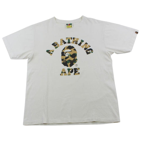 Bape 1st Yellow Camo College Logo Tee White