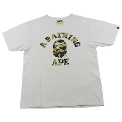 T-shirt Bape 1st Yellow Camo College Logo Blanc